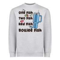 Heather Grey one fish two fish red fish boujee fish Heavyweight Sweatshirt - MaliasSmallBusiness