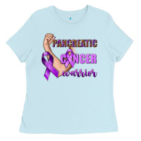 Baby Blue Pancreatic Cancer Warrior Ladies Tee - texasbilliewilder