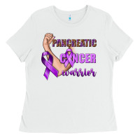 White Pancreatic Cancer Warrior Ladies Tee - texasbilliewilder