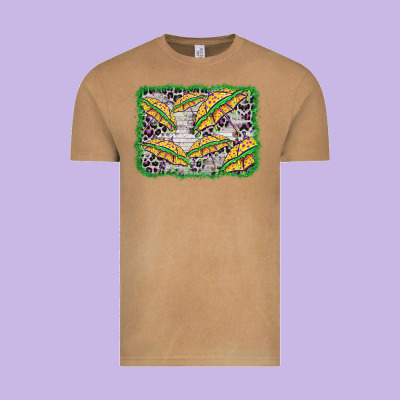 Mardi Gras Umbrella Background Vintage Tee Designed By Barkaloodesign