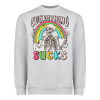 Heather Grey everything sucks Heavyweight Sweatshirt - MaliasSmallBusiness