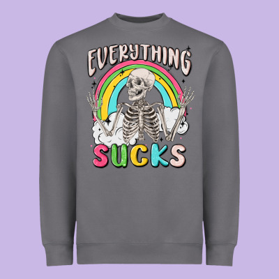 Everything Sucks Heavyweight Sweatshirt Designed By Maliassmallbusiness