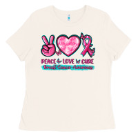 Bone Peace Love Cure Breast Cancer Awareness Ladies Tee - texasbilliewilder
