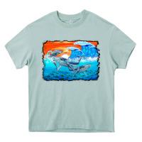 Arona humpback whale and wave background Heavy Core Tee - BarkalooDesign