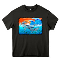 Asphalt humpback whale and wave background Heavy Core Tee - BarkalooDesign