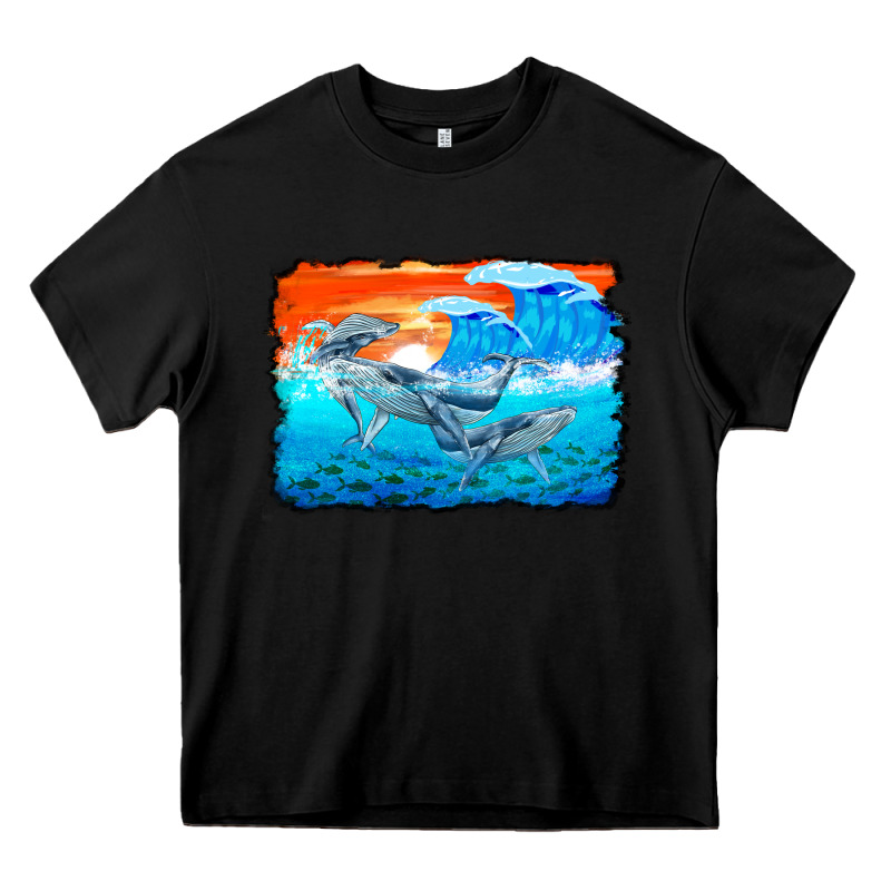 Humpback Whale And Wave Background Heavy Core Tee by BarkalooDesign | Teevron