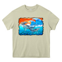 Mossy humpback whale and wave background Heavy Core Tee - BarkalooDesign
