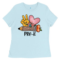 Baby Blue peace love pre k Ladies Tee - JahusDesignShop