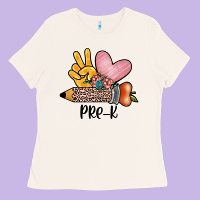 Peace Love Pre K Ladies Tee Designed By Jahusdesignshop