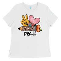 White peace love pre k Ladies Tee - JahusDesignShop