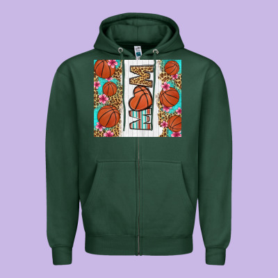Basketball Mom Zipper Hoodie Designed By Lillyallendesigns
