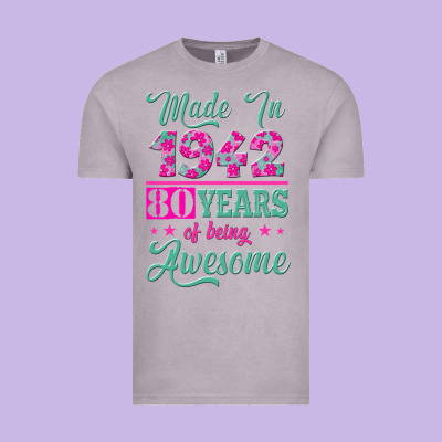 Made In 1942, 80 Years Of Being Awesome Kopya Vintage Tee Designed By Jasminsmagicworld