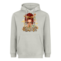 Moon Dust Red Hair Believe Praying Caucasian Messy Bun Heavyweight Hoodie - texasbilliewilder