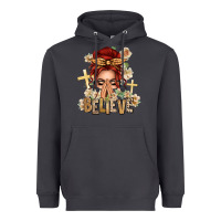 Smoke Red Hair Believe Praying Caucasian Messy Bun Heavyweight Hoodie - texasbilliewilder