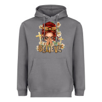 Storm Red Hair Believe Praying Caucasian Messy Bun Heavyweight Hoodie - texasbilliewilder