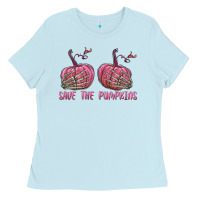 Baby Blue Save The Pumpkins Ladies Tee - texasbilliewilder
