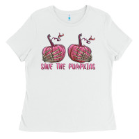 White Save The Pumpkins Ladies Tee - texasbilliewilder