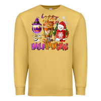 Antique Gold Happy Hallothanksmas wine glass and coffee Premium Sweatshirt - NancyCooperArtShop