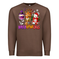 Chestnut Happy Hallothanksmas wine glass and coffee Premium Sweatshirt - NancyCooperArtShop