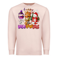 Pale Pink Happy Hallothanksmas wine glass and coffee Premium Sweatshirt - NancyCooperArtShop