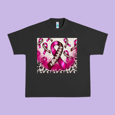 Breast Cancer American Football Ribbon Urban Heavy Tee Designed By Nancycooperartshop