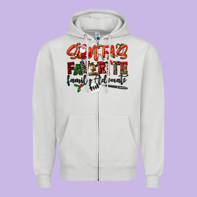 Santa's Favorite Family Advocate Zipper Hoodie Designed By Lillyallendesigns