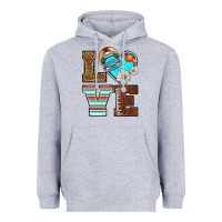 Heather Grey American Football love and helmet Heavyweight Hoodie - NancyCooperArtShop
