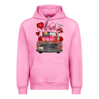 Fuchsia Pink Western Valentines Day Truck Love Bird Letter Urban Hoodie - FaDigitalArtStudio
