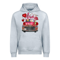 Heather Grey Western Valentines Day Truck Love Bird Letter Urban Hoodie - FaDigitalArtStudio