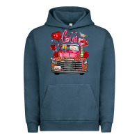 Pigment Midnight Navy Western Valentines Day Truck Love Bird Letter Urban Hoodie - FaDigitalArtStudio