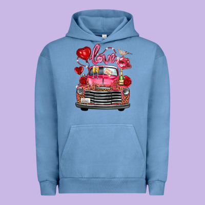 Western Valentines Day Truck Love Bird Letter Urban Hoodie Designed By Fadigitalartstudio