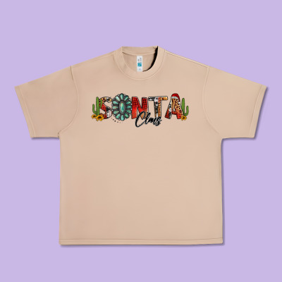 Western Christmas Santa Claus Sunflowers And Cactus Urban Heavy Tee Designed By Jasminsmagicworld