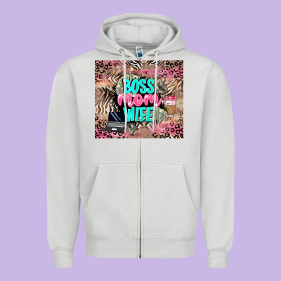 Boss Mom Wife Zipper Hoodie Designed By Lillyallendesigns