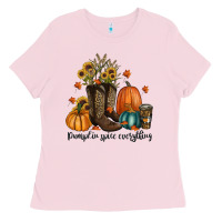 Bubblegum Pink pumpkin spice everything Ladies Tee - RanaPortraitStore