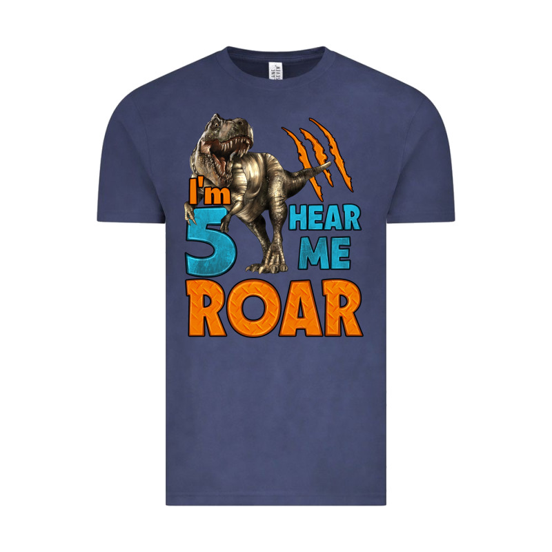 I'm Five Hear Me Roar Dinosaur Birthday Vintage Tee by LillyAllenDesigns | Teevron