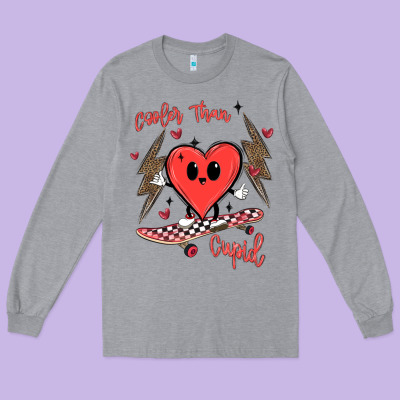 Cooler Than Cupid Long Sleeve Tee Designed By Maliassmallbusiness