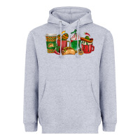 Heather Grey Tacos Coffee Cups Heavyweight Hoodie - texasbilliewilder