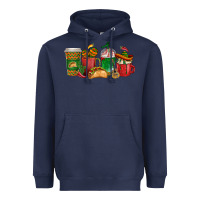 Navy Tacos Coffee Cups Heavyweight Hoodie - texasbilliewilder