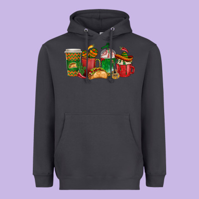 Tacos Coffee Cups Heavyweight Hoodie Designed By Texasbilliewilder