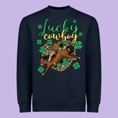 Lucky Cowboy Heavyweight Sweatshirt Designed By Maliassmallbusiness