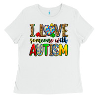 White i love someone with autism Ladies Tee - Zillion Design Studio