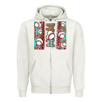 Oatmeal Heather baseball mom Zipper Hoodie - LillyAllenDesigns