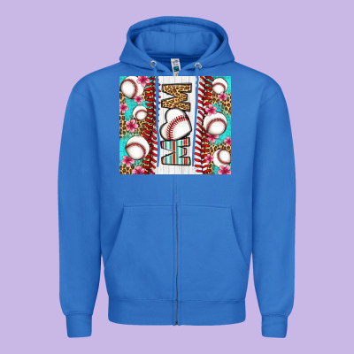 Baseball Mom Zipper Hoodie Designed By Lillyallendesigns