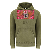 Vintage Olive easter heifer with bunny ears and glasses license plate Vintage Hoodie - Artiststas