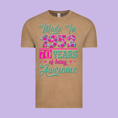Made In 1952, 70 Years Of Being Awesome Kopya Vintage Tee Designed By Jasminsmagicworld