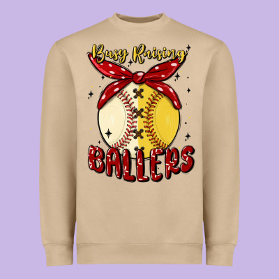 Busy Raising Ballers Malia Heavyweight Sweatshirt Designed By Maliassmallbusiness
