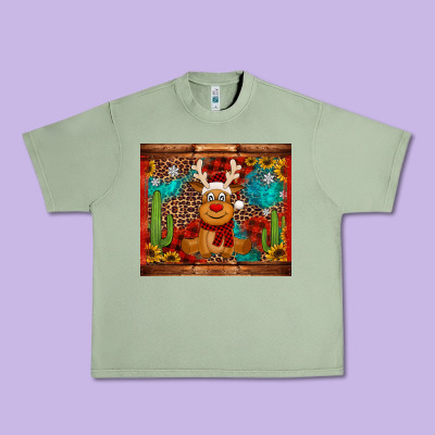 Western Christmas Reindeer Urban Heavy Tee Designed By Jasminsmagicworld