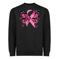 Black breast cancer ribbon  butterfly Heavyweight Sweatshirt - MaliasSmallBusiness