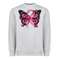 Heather Grey breast cancer ribbon  butterfly Heavyweight Sweatshirt - MaliasSmallBusiness