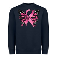 Navy breast cancer ribbon  butterfly Heavyweight Sweatshirt - MaliasSmallBusiness